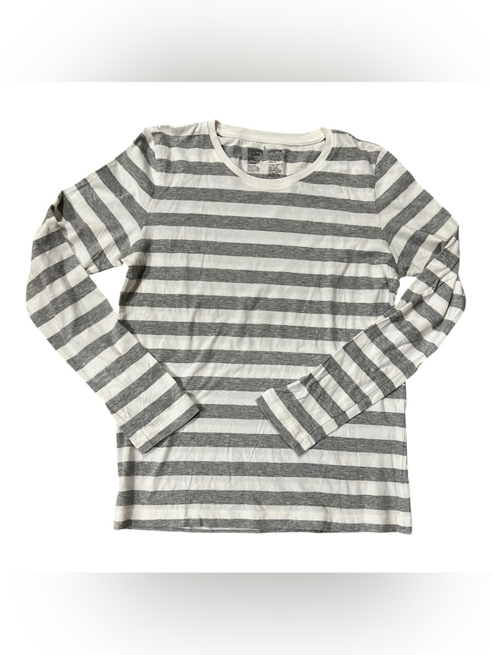 Muji white and grey striped long sleeve shirt
